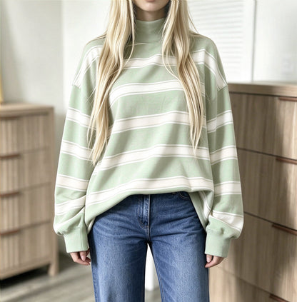 Sweatshirt femme imprimé à rayures – Décontracté et tendance