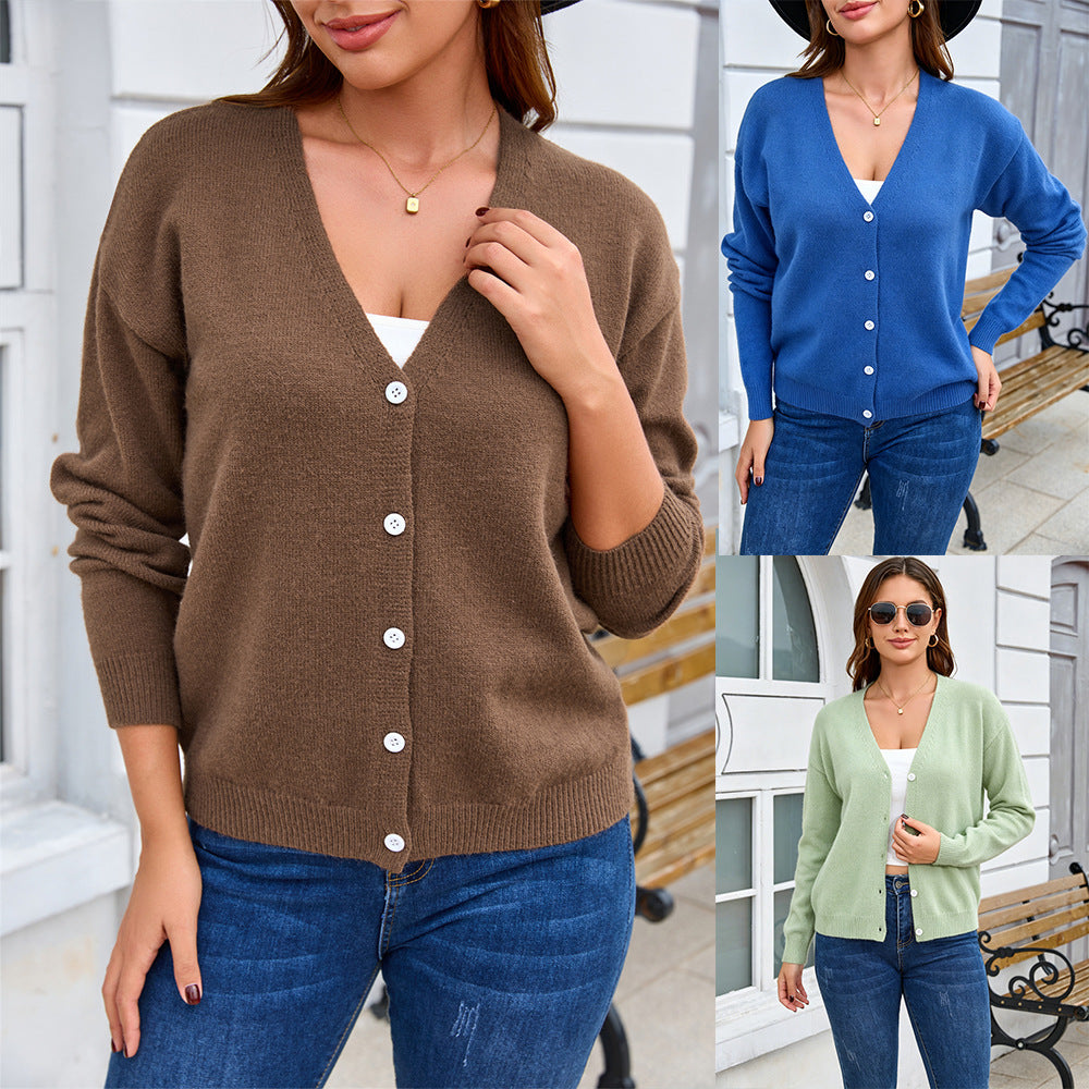 Cardigan da donna in maglia con bottoni – Morbido e versatile