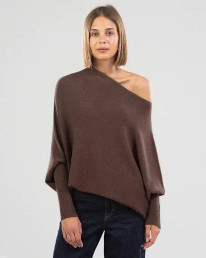 Asymmetrisk draperet damesweater - Flydende og elegant