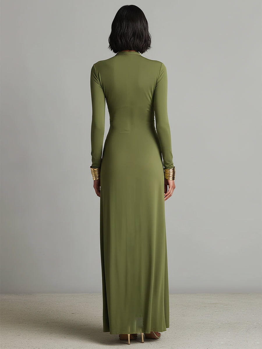 Robe maxi femme a col V profond - Elegante et fluide