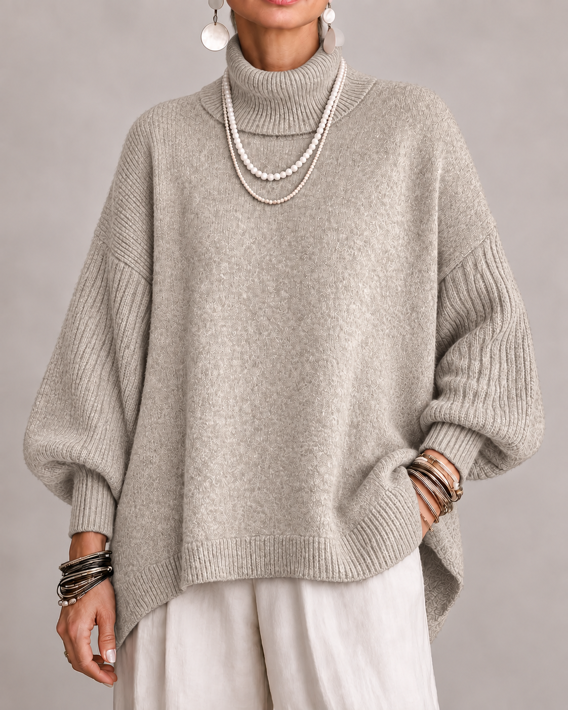 Women's soft draped sweater - Warm and elegant