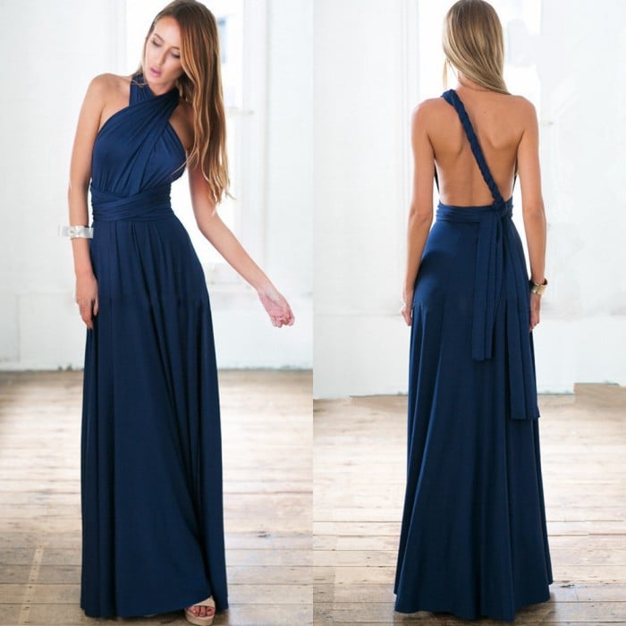 Femme Dos Ouvert Invitée de Mariage Maxi Robe – Élégante, Aérée, Léger