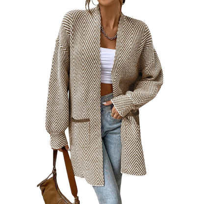 Long women's sweater with pockets - Loose and casual