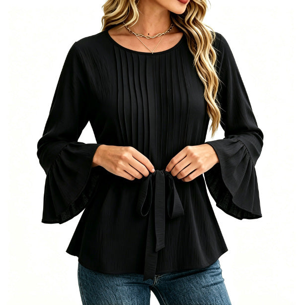 Blusa da donna tinta unita a maniche lunghe - Semplice ed elegante