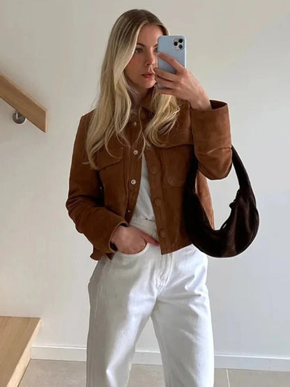 Veste élégante en daim pour femme - Vêtements d'extérieur stylés
