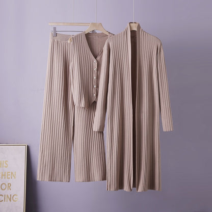 Ensemble trois pieces femme cardigan pull et gilet - Doux et coordonne