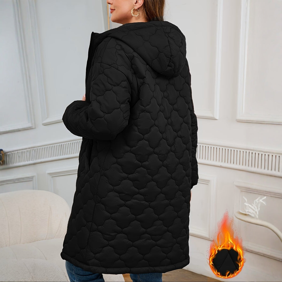 Cappotto trapuntato da donna di media lunghezza - Caldo e ampio