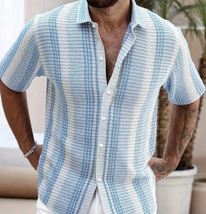 Chemise de plage décontractée pour hommes, slim fit et imprimé 3D – Haut d’été à manches courtes