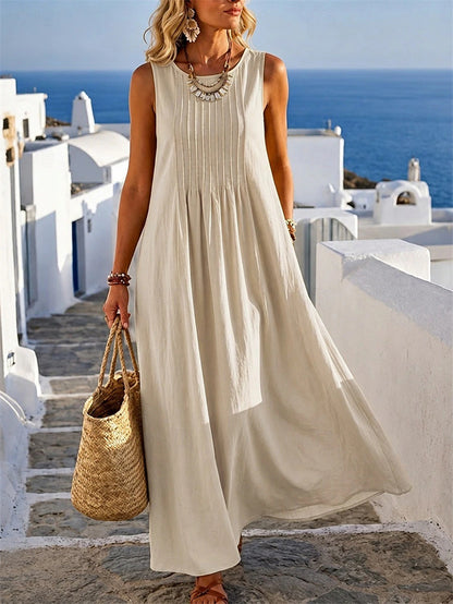 Loose women's dress with round neck, casual style