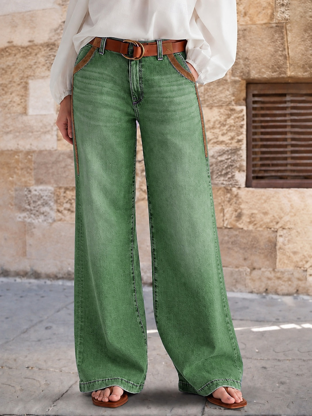 Vaqueros anchos de mujer con cordón - Modernos y cómodos