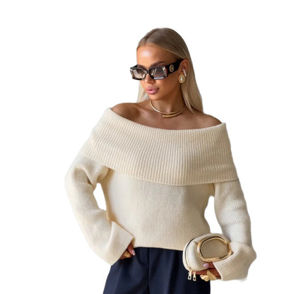 Suéter de mujer de cuello vuelto con hombros descubiertos - Chic y cómodo