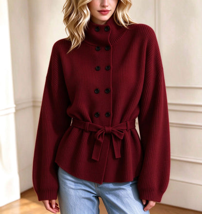 Cappotto da donna in maglia doppiopetto – Elegante e caldo