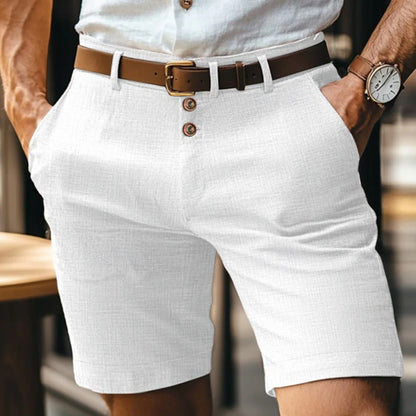 Short homme en lin boutonné – Pantalon court léger respirant uni idéal pour l'été