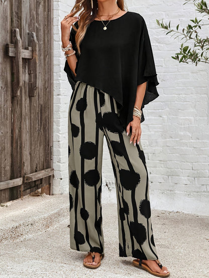 Ensemble deux pièces bohème chic – Pantalon à jambes larges, tenue élégante