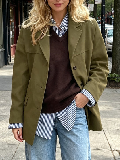 Manteau femme retro a poches - Ample et elegant