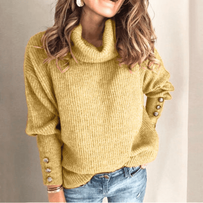 Pull Col Roulé à Manches Bouffantes pour Femme – Tricot Fin Élégant et Douillet