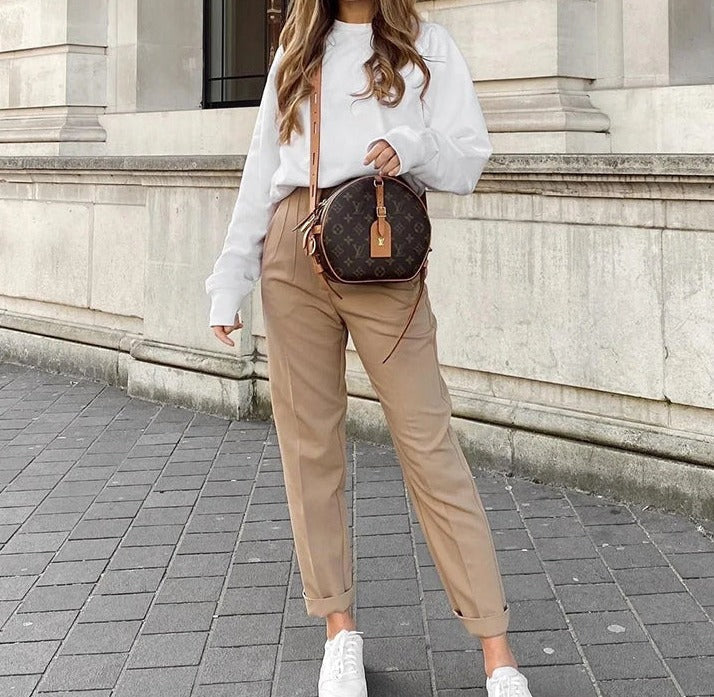 Pantalon taille haute élégant – Coupe droite et confortable