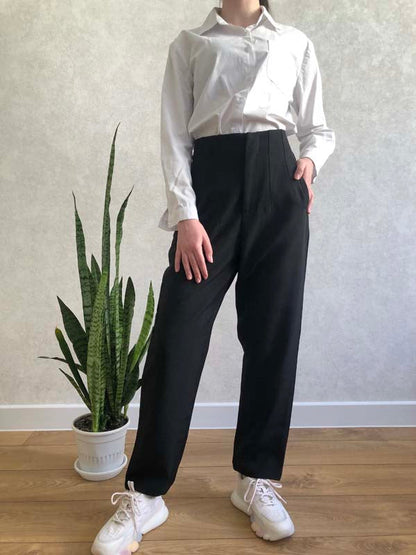 Pantalon taille haute élégant – Coupe droite et confortable