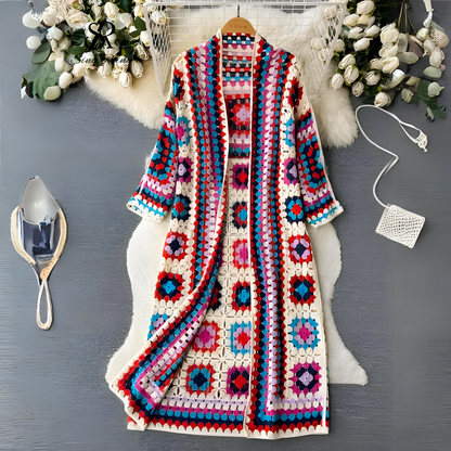 Cardigan long femme multicolore - Doux et original