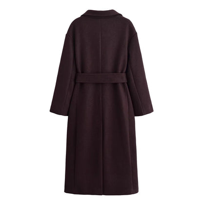 Manteau Femme Premium en Laine avec Ceinture – Modèle Hiver Élégant Double Boutonnage