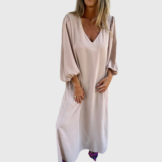 Midi Dress Bohemian V-Neck with Pockets – Casual Comfort