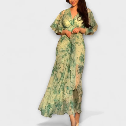 Vestito floreale donna con scollo a V – Stile elegante e fluido