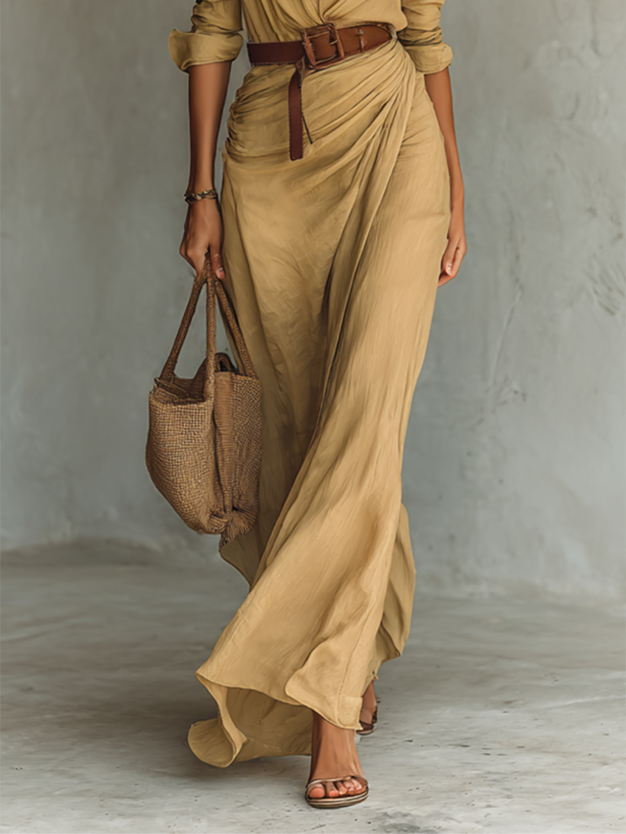 Robe chemise longue femme – Coupe fluide élégante pour l’été