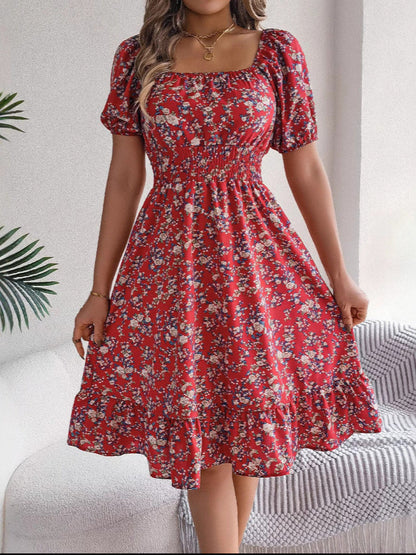 Femme Robe d’Été Mi-Longue à Fleurie Élégante Décontractée – Stylée, Flatteuse