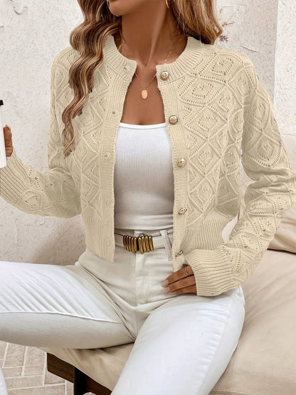 Cardigan femme boutonne ajoure - Elegant et leger