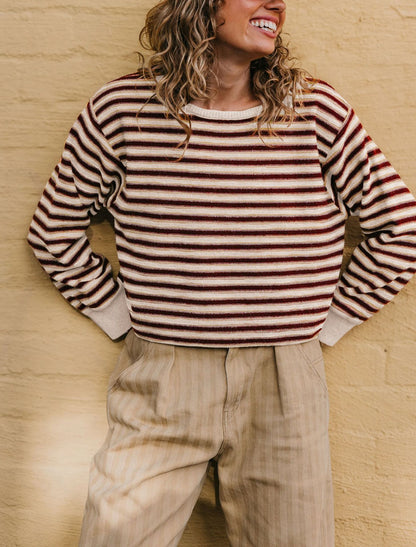 Pullover da donna in maglia a righe color block - Morbido e moderno