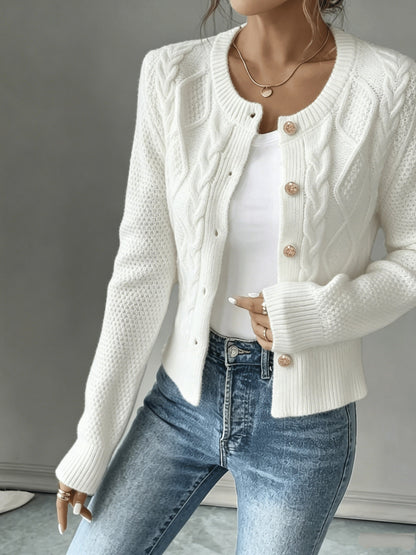 Cárdigan de punto trenzado para mujer con botones - Elegante y suave