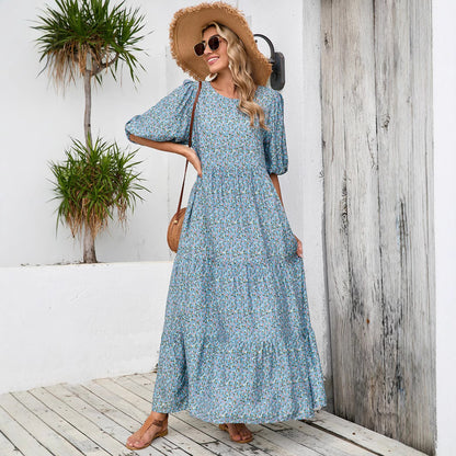 Chemise ample à col rond avec robe à manches mi-longues pour femmes