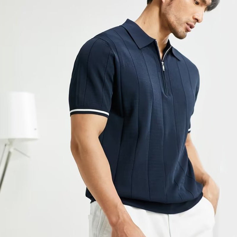 Men's short-sleeved shirt with style – Summer top with zipped collar