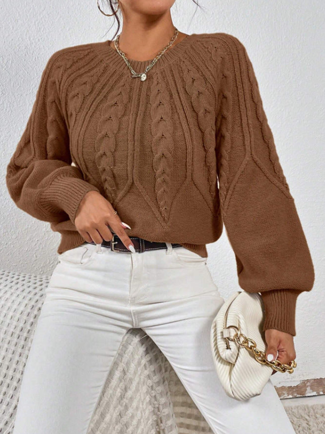 Women's crew-neck cable-knit sweater - Soft and versatile