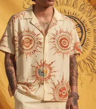 Casual printed short-sleeve shirt for men – Trendy buttoned top