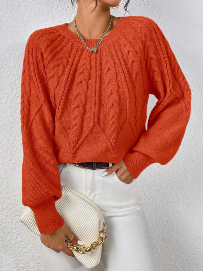 Women's crew-neck cable-knit sweater - Soft and versatile