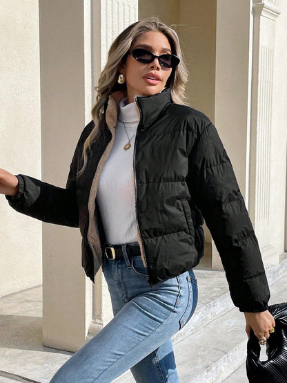 Manteau femme reversible a capuche - Chaud et pratique