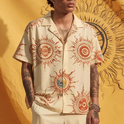 Chemise décontractée imprimée pour hommes à manches courtes – Haut boutonné tendance