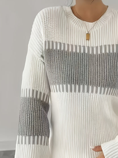 Women's color-block striped sweater – Trendy and soft