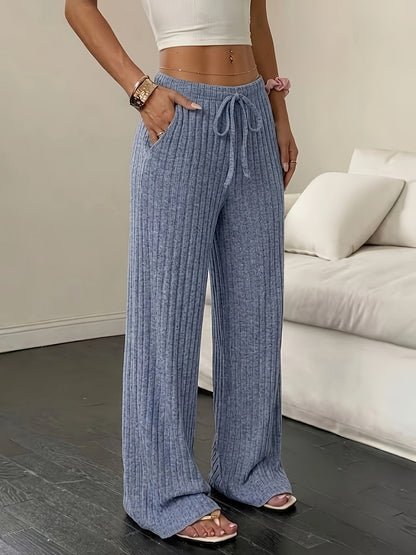Women's wide-leg ribbed knit pants – Comfortable and modern