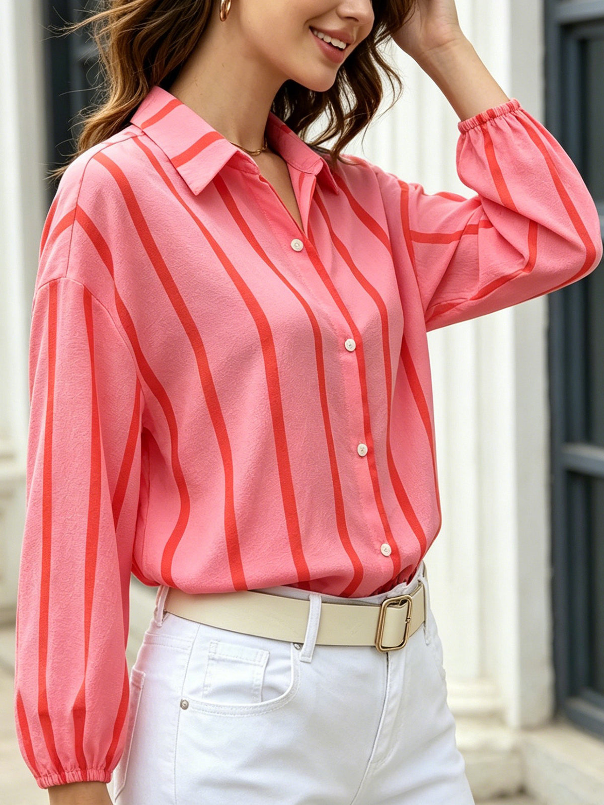 Blouse rayee femme a manches bouffantes - Legere et feminine
