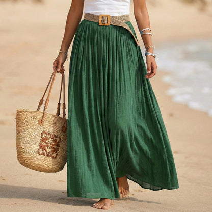 Abito maxi donna svasato con vita morbida stile spiaggia