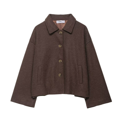Manteau court femme col crante - Chic et doux