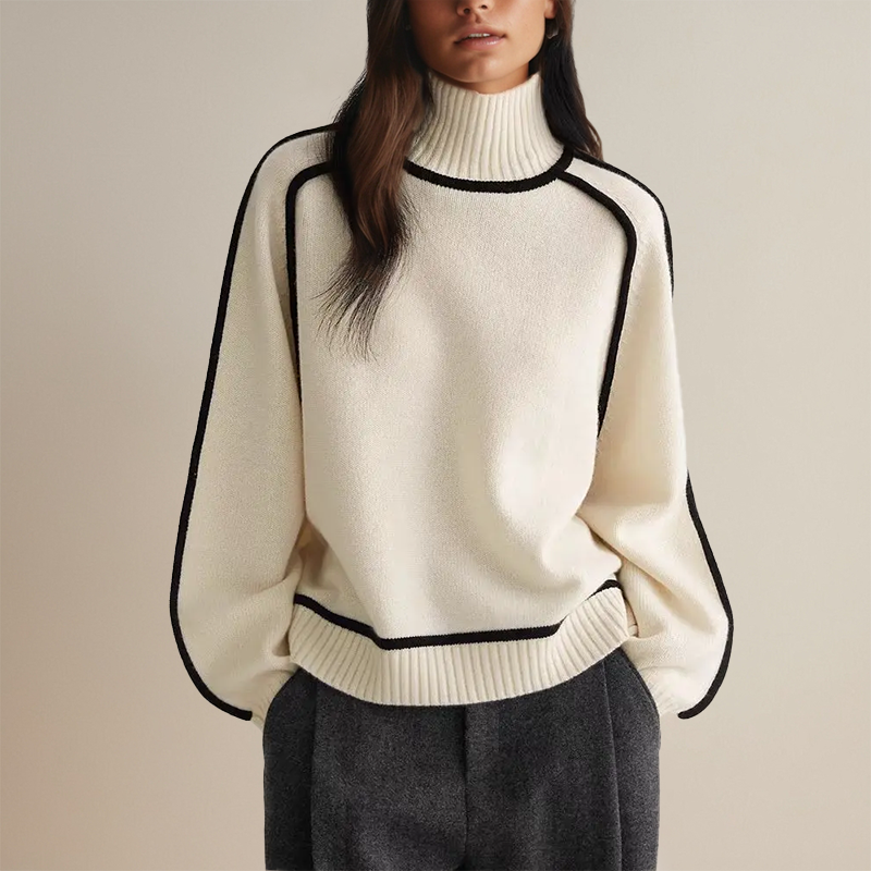Pull Femme Col Roulé Oversize Raffiné Maille Douce