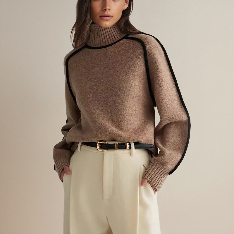 Pull Femme Col Roulé Oversize Raffiné Maille Douce