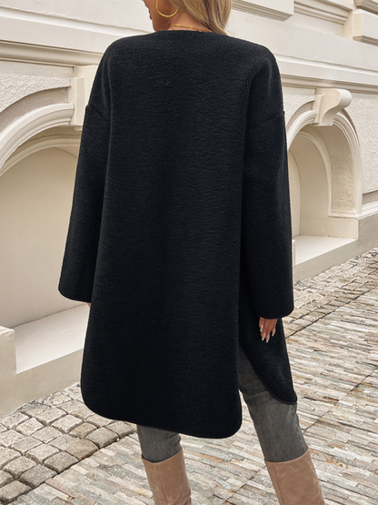 Manteau femme doux à boutons – Confortable et chic