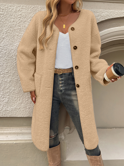 Manteau femme doux à boutons – Confortable et chic
