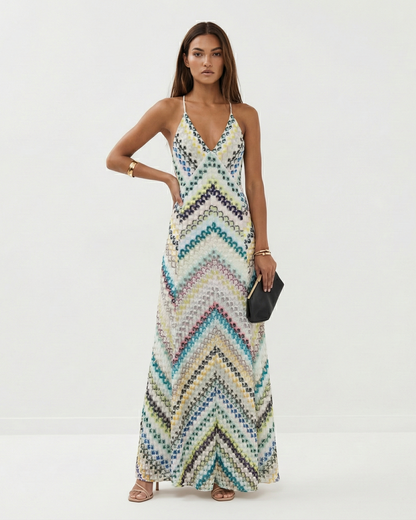 Robe maxi crochet femme a dos nu - Legere et estivale