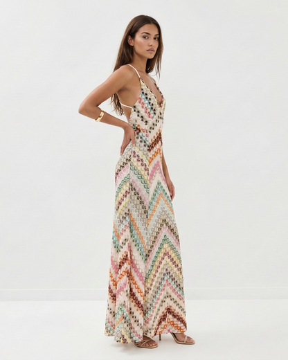 Robe maxi crochet femme a dos nu - Legere et estivale