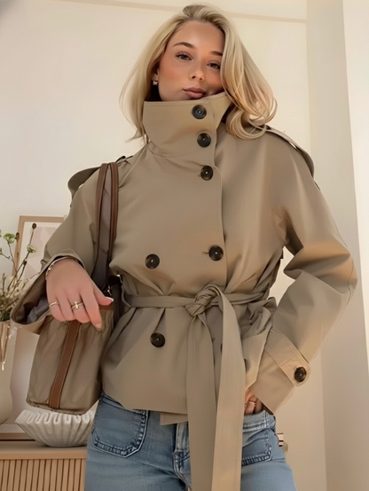 Giacca corta donna con cintura e doppio petto - Chic e strutturata